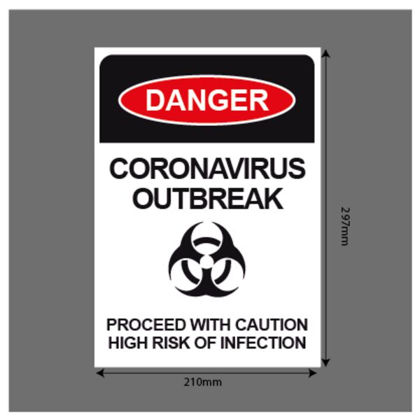 Danger Coronavirus (Covid-19) warning A4 Rigid Thumbnail