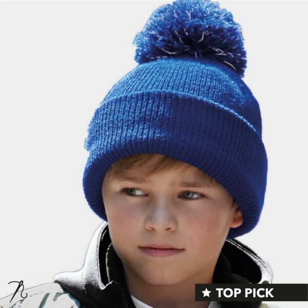 Kids Reflective Bobble Beanie. Thumbnail